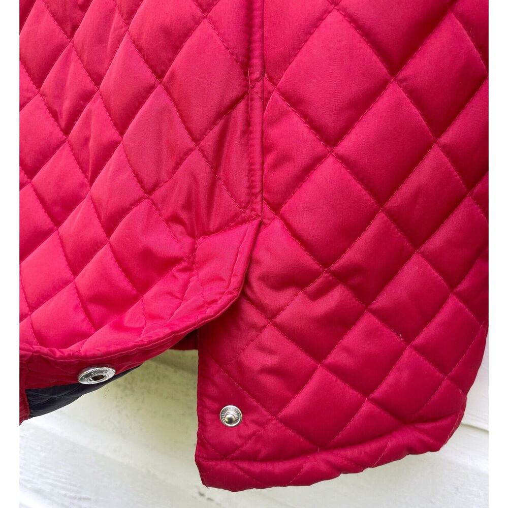 NEW Tommy Hilfiger Coat Womens S Red Quilted Hooded Parka Navy Shearling - Picture 4 of 7
